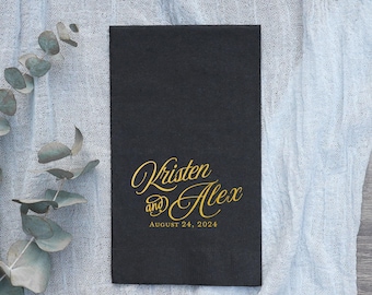 Romantic Script - Personalized Guest Hand Towels, Hand Towel, Dinner Napkin, Personalized Napkin, Wedding Decor, Bathroom Decor