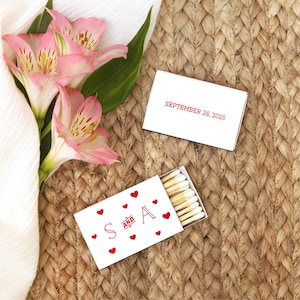 Personalized Wedding Matchboxes Floating Hearts - Wedding Favor Matches, Wedding Decor, Personalized Matches, Custom Matchbox, Initials