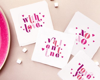 XOXO Valentine Party Napkin Set - 20 pack - With Love, Love You, Valentine