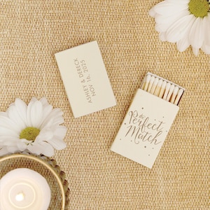 Personalized Wedding Matchboxes: "The Perfect Match" Design, Party Pavor