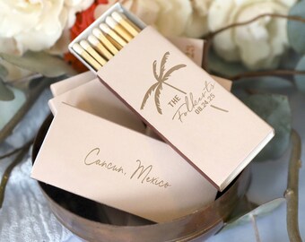 Tropical Palm Tree - Candle Matches, Wedding Favors, Candle Matchsticks, Customized Long Matchboxes