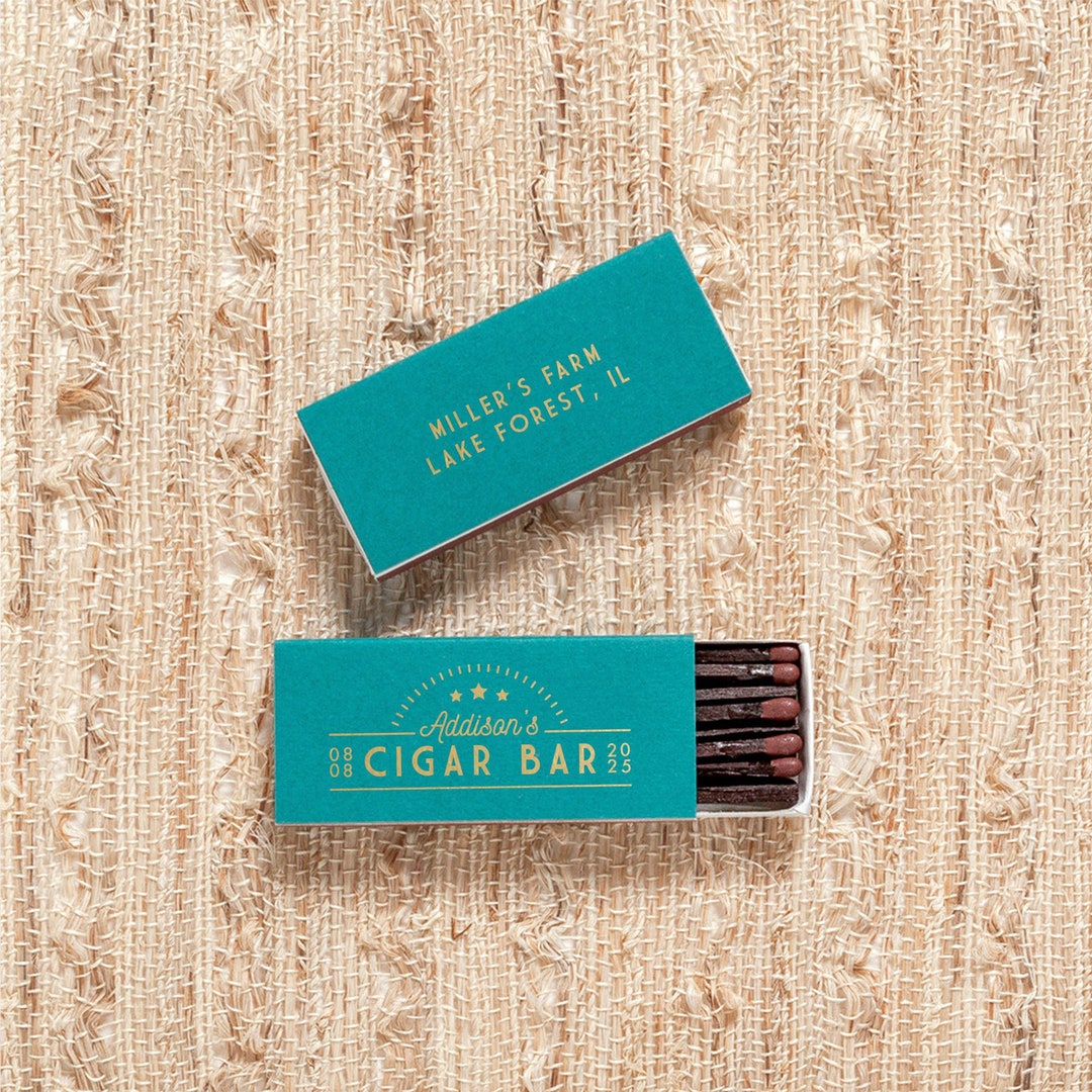 STARS CIGAR BAR Matchboxes Wedding Favors, Wedding Matches, Long Matches, Cigar Bar, Gift for