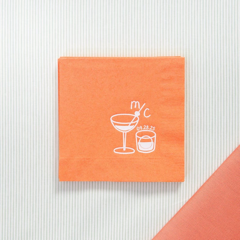Personalized Napkins - Cocktail Hour Napkins - Wedding Cocktail Napkins, Personalized Foil Napkins, Anniversary, Rehearsal Dinner image 1
