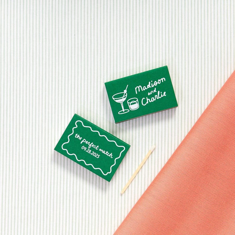 Custom Cocktail Hour Matchboxes - Wedding Favor Matches, Wedding Decor, Personalized Matches, Custom Matchboxes, Match Box Favors image 1