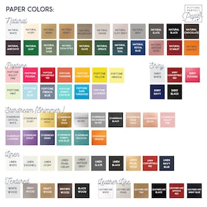 a color chart with different colors of paper
