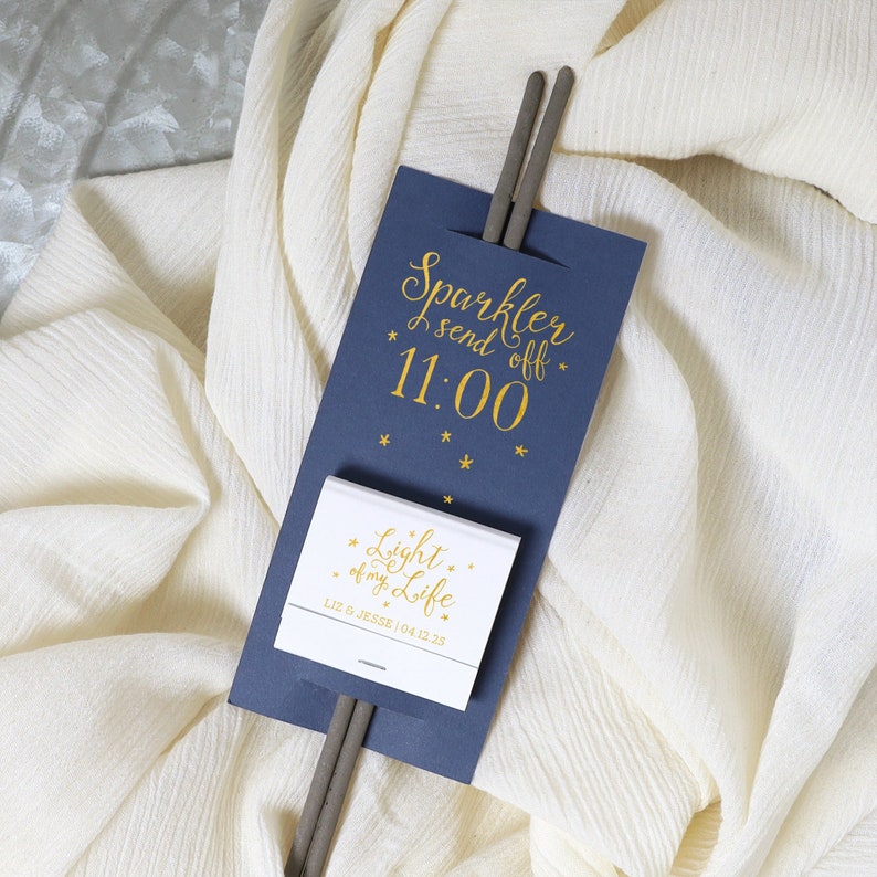 Customized Matchbook and Sparkler Sleeve, Light of My Life Wedding Decor, Sparkler Send Off, Wedding and Anniversary Favors, Personalized image 1