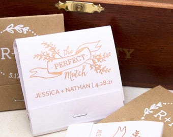Matchbook, Personalized Floral The Perfect Match Custom, 30 Strike, Wedding Favor