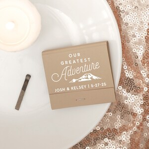 Wedding Matchbooks Personalized Our Greatest Adventure - Wedding Favor Matches, Personalized Matches, Custom Matchbox Favor, Outdoor Wedding