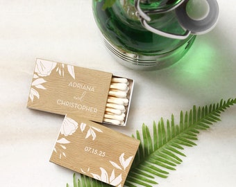 Custom Matchboxes - Linear Floral  - Wedding Favors, Wedding Matches, Wedding Decor, Personalized Matches, Custom Matchbox Favor