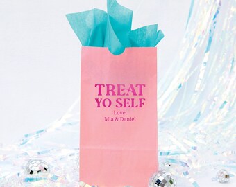 TREAT YO SELF Goodie Bags - Wedding Favor, Personalized Party Treat Bag, Wedding Goodie Bag, Popcorn Bag, Candy Bar, Paper Bag