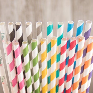 STRIPED PAPER STRAWS, Pack of 50 - Wedding, Wedding Decor, Shower Decor, Holiday Decor, Bar Decor, Party Decor, Party Straws, Hostess Gift