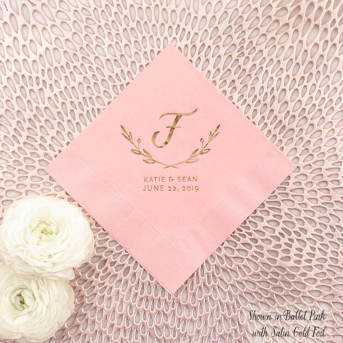 Personalized Cocktail Napkins With Initial Branches Design Etsy