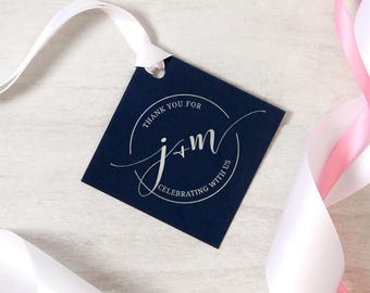 Wedding Favor Tags - Circle Monogram - Wedding Gift Tags, Custom Gift Tags, Gift Wrap, Stationary,  Party Favors, Wedding Decorations