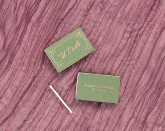 Personalized Wedding Matchboxes, Til Death Script Font, Gothic Party Favors