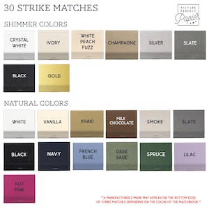 a collection of 30 different colored matchsticks, each with a unique color and pattern. The matchsticks are arranged in two columns, with the first column showcasing the natural colors and the second column featuring the shimmer colors. The image does not contain any text, and the descriptions provided are concise and avoid redundancy.