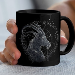 山羊座マグカップ、山羊座コーヒーカップ、ボヘミアン山羊座マグカップ、スターマグカップ、星座誕生日プレゼント、山羊座、12月のプレゼント、1月の誕生日