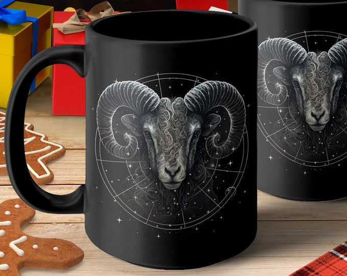 Taza de Aries, Taza de estrella de Aries, 15 oz, Taza de signo del zodíaco, Regalo de Aries, Astrología, Símbolo del zodíaco, Taza del zodíaco de Aries, Aries, Zodíaco moderno, taza de café