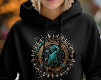 Skorpion Hoodie, Skorpion Geschenk, Skorpion Zeichen-Shirt, Skorpion Kleidung, cooles Skorpion Sweatshirt, Oktober, November, moderne Sternzeichen, Boho-Hemd