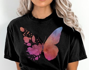 Maglietta con farfalla, maglietta naturecore, maglietta boho con farfalla, regalo per la mamma, regalo per gli amanti della natura, maglietta Comfort Colors ®, maglietta cottagecore, regalo per lui