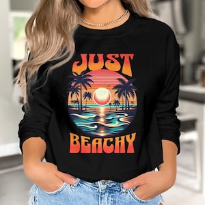 Retro Sunset Beach Sweatshirt, Beach Retro Crewneck, Coastal Sweatshirt, Ocean Crewneck, Shore Sunset sweatshirt, beach crewneck, vacation