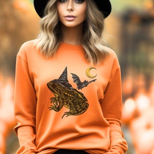 Witchy toad shirt, Goblincore Shirt, Halloween Sweatshirt, Halloween Toad Crewneck Shirt, Toad Shirt, Witch Shirt, Gothic Halloween Shirt