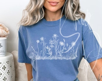 Wildflower Shirt, Comfort Colors ® Wildflower shirt, Gift for Mom, Wild Flower minimalist, cottagecore, nature lover gift, mothers day gift