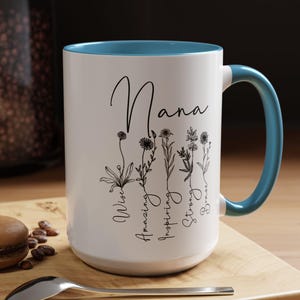 Custom NANA Mug, Personalized Grandma Coffee Mug, kids names, Gift for Grandmother, Mothers day gift,  mimi, nana gift, 11 oz or 15 oz cup