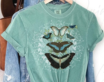 Butterfly Shirt, Cottagecore shirt, Comfort Colors ® shirt, Butterfly T, Mandala, Nature Lover Shirt, Boho tshirt, Botanical Butterflies