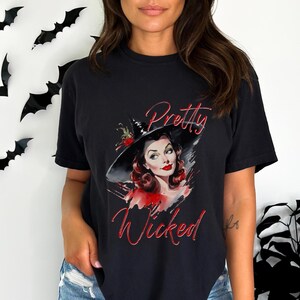 Retro Glam Wicked Witch T-shirt, Comfort Colors shirt, Vint glamour heks shirt, glamour Halloween-t-shirt, retro Wicked Witchy Art T-shirt, t