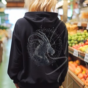 山羊座シャツ、山羊座パーカー、星シャツ、星座占星術パーカー、星座誕生日プレゼント、ボヘミアン山羊座、12月、1月の誕生日