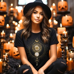 Camiseta celestial, camiseta de planetas, camiseta mística, camiseta de astrología, camiseta celestial gótica, regalo místico, camiseta de Halloween, camiseta celestial imagen 4