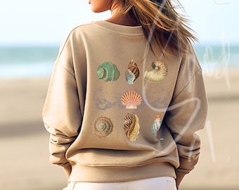 Seashell Crewneck Sweatshirt, Beach sweatshirt, Shell shirt, Coastal Lover Sweatshirt, Ocean Inspired shirt, Beach Lover Gift, shell collect