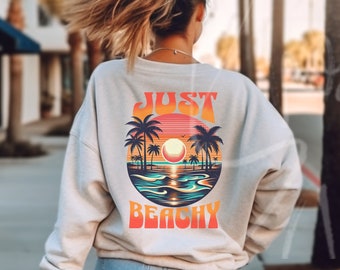 Retro Sunset Beach Sweatshirt, Beach Retro Crewneck, Coastal Sweatshirt, Ocean Crewneck, Shore Sunset sweatshirt, beach crewneck, vacation