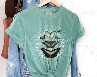 Butterfly Shirt, Cottagecore shirt, Comfort Colors ® shirt, Butterfly T, Mandala, Nature Lover Shirt, Boho tshirt, Botanical Butterflies