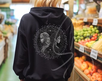 Camiseta de Gêmeos, Moletom com Capuz Estrela de Gêmeos, Moletom com Capuz Signo do Zodíaco, Camiseta do Zodíaco, Regata do Zodíaco, Camiseta Cosmo, aniversário em maio, moletom boho de Gêmeos, junho