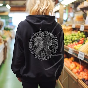 Koszulka Gemini, Bluza z kapturem Gemini Star, Bluza z kapturem Znak Zodiaku, Koszulka Zodiaku, Top Zodiaku, Koszulka Cosmo, urodziny w maju, bluza boho Gemini, czerwiec