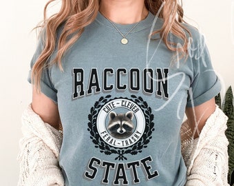 アライグマシャツ、フェラルシャツ、コンフォートカラーズシャツ、トラッシュシャツ、フェラルガール、アライグマTシャツ、かわいい、フェラル、サマーTシャツ、綿100％