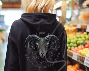 Trui met hoodie Ram, hoodie sterrenbeeld, cadeau ram, hoodie sterrenbeeld, maart verjaardag, april, shirt sterrenbeeld ram, ram, cadeau sterrenbeeld