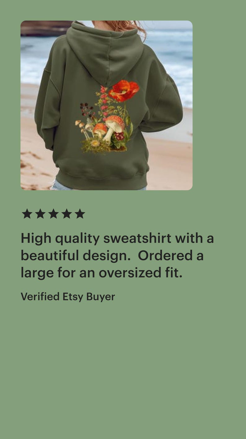 Mushroom Wildflower Hoodie, Cottagecore Sweatshirt, Mushroom Sweatshirt, naturecore shirt, Mushroom hoodie, Mushroom Floral, Nature lover image 5