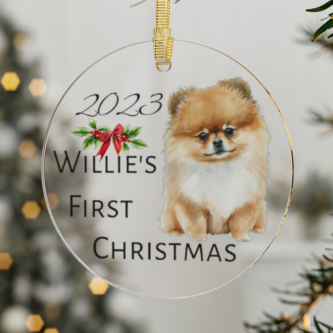 Personalized Pomeranian Dog First Christmas Ornament, Dogs First