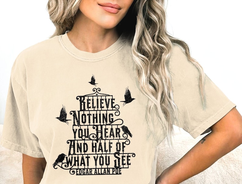 Poe Quote Shirt, creepy raven shirt, poe quote halloween shirt, Comfort Colors ® halloween, creepy crow shirt, great goth gift, poe raven t Ivory