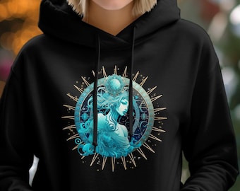 Sudadera con capucha de Acuario, Sudadera con el signo de Acuario, Camiseta del zodiaco Acuario, Camiseta boho de Acuario, Regalo de cumpleaños de enero o febrero, Regalo del signo del zodiaco