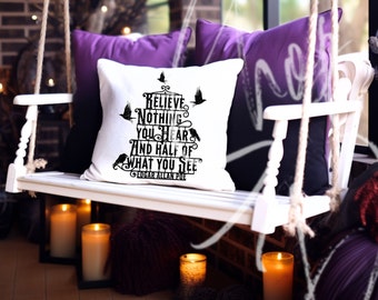 Poe quote Pillow case, Goth Pillow case, goblincore pillow cover, halloween decor, goth decor, gift for goth, cottagecore, creepy crow shirt