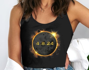 Camiseta sin mangas Solar Eclipse 2024, camisa conmemorativa de Eclipse, recuerdo de eclipse solar total, camisa de totalidad de eclipse solar, camisa de eclipse 4, 8, 24