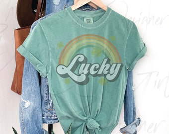 Retro Lucky Rainbow Shirt, Retro St PATRICKS SHIRT, Comfort Colors ®, St Patricks day retro rainbow shirt, parade shirt, lucky t, pride t
