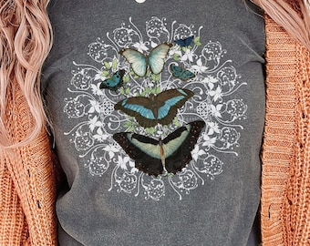 Butterfly Mandala Shirt, Cottagecore shirt, Comfort Colors ® shirt, Butterfly T, Mandala, Boho tshirt, Gift for Nature Lover, Butterflies