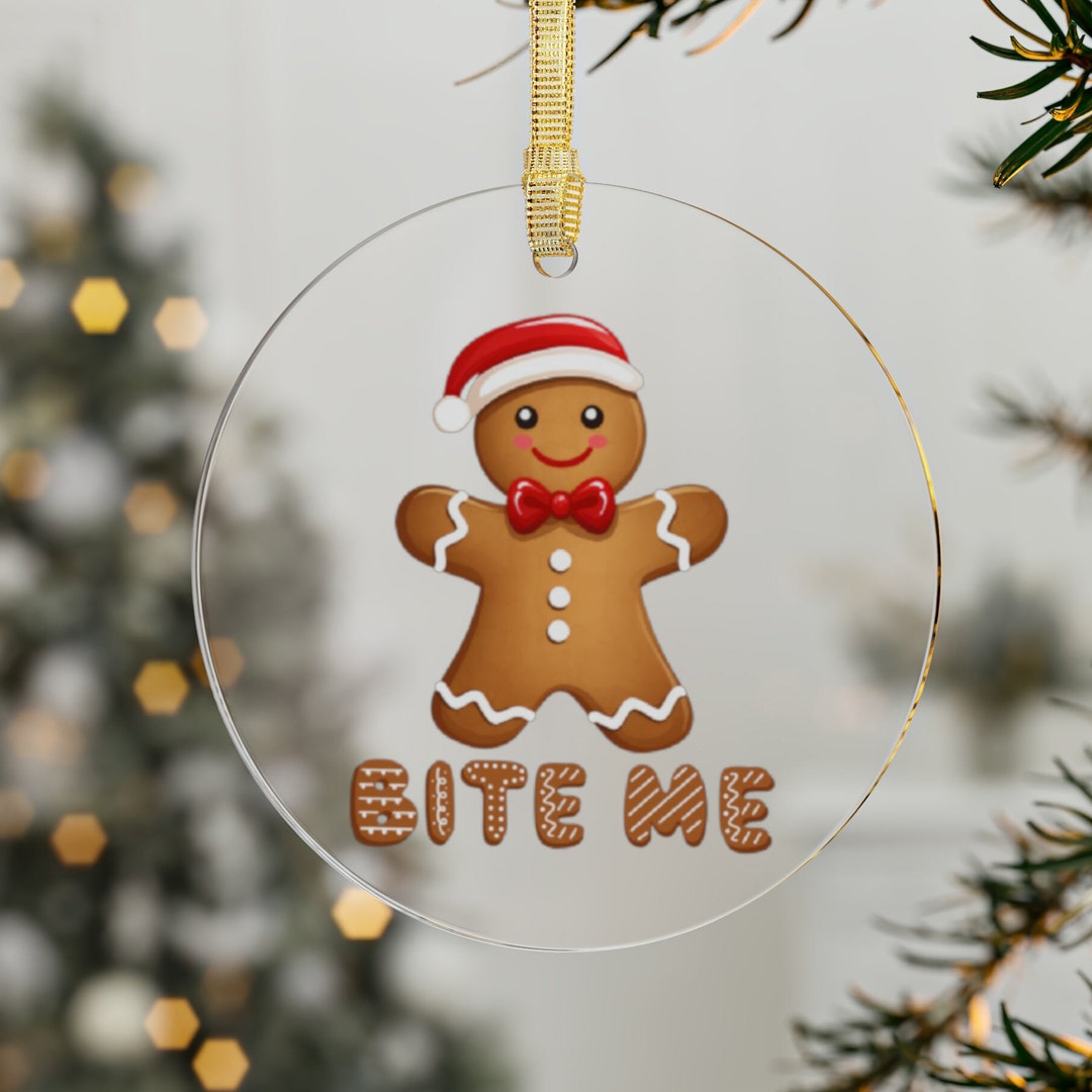 Bite Me Gingerbread Man Ornament, Funny Christmas Ornament, Funny