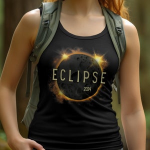 2024 Solar Eclipse Graphic Tank top, Celestial Event Tank top, Totality tank, total solar eclipse souvenir tank top, commemorative eclipse image 2