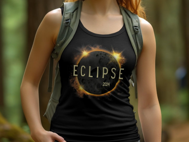 2024 Solar Eclipse Graphic Tank top, Celestial Event Tank top, Totality tank, total solar eclipse souvenir tank top, commemorative eclipse image 2