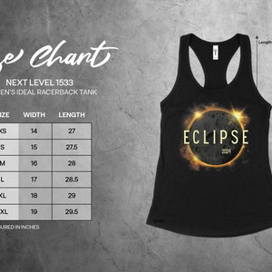 2024 Solar Eclipse Graphic Tank top, Celestial Event Tank top, Totality tank, total solar eclipse souvenir tank top, commemorative eclipse image 4